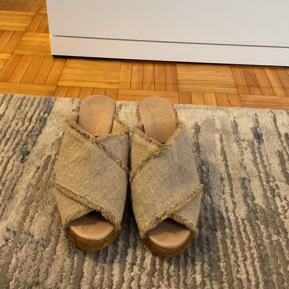 Elegant Tan Mules with Wedge Heel